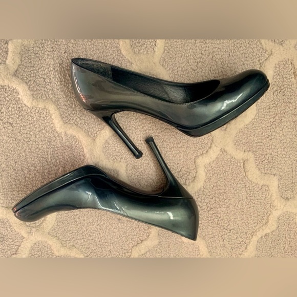Stuart Weitzman Luxury Metallic Green Patent Leather Pumps Heels 7.5 N Shoes - Picture 8 of 11